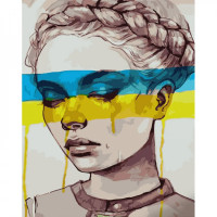 Набір для розпису по номерах На фоні прапору Strateg розміром 40х50 см (GS829)